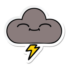 sticker of a cute cartoon storm cloud