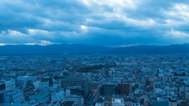 京都風景・タイムラプス・日没から夜景