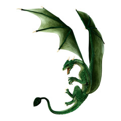 3D Rendering Fairy Tale Dragon on White