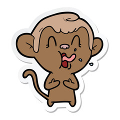 sticker of a crazy cartoon monkey