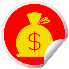 circular peeling sticker cartoon bag of money
