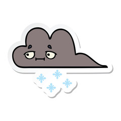 sticker of a cute cartoon storm snow cloud