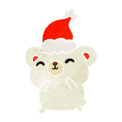 christmas retro cartoon of kawaii polar bear