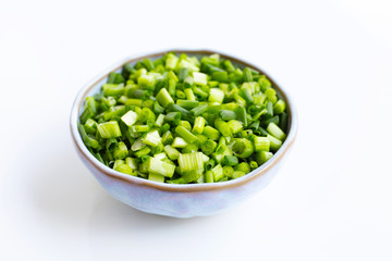 Green onions isolated on white