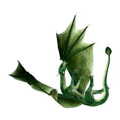 3D Rendering Fairy Tale Dragon on White