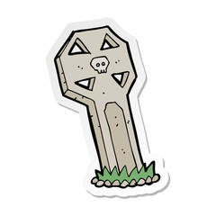 sticker of a cartoon spooky grave