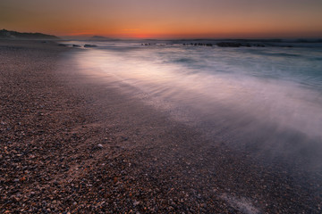 Obraz premium Sunset at Bidart's beach next to Biarritz, Basque Country. 