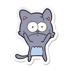 Fototapeta premium sticker of a cartoon nervous cat