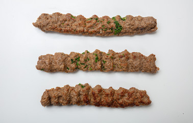 Kebab, traditional turkish, greek meat food, isolated on white background