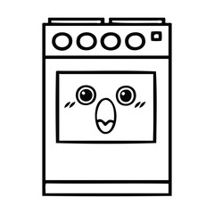 line drawing cartoon kitchen oven