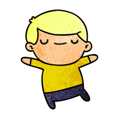 textured cartoon of a kawaii cute boy