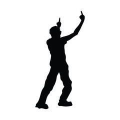 A man at the riot is screaming and showing middle fingers