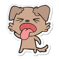 sticker of a cartoon disgusted dog