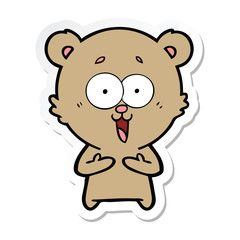 sticker of a laughing teddy  bear cartoon