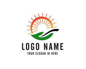 natural leaf sun rise logo design inspiration