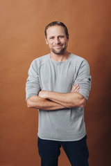 Happy attractive guy in casual clothing