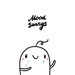 Mood swings early symptom of pregnancy hand drawn illustration with cute marshmallow