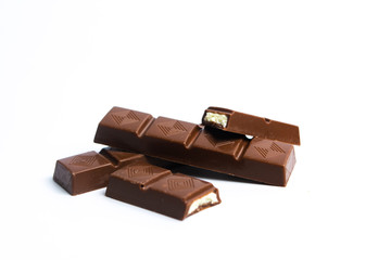 Chocolate piece isolated on white