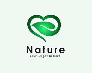 Nature heart Vegan logo design inspiration