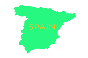Spain on the map united vision world yellow .
