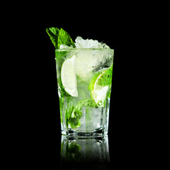 mojito cocktail on a black background