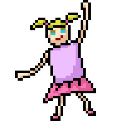 Fototapeta premium vector pixel art girl doodle
