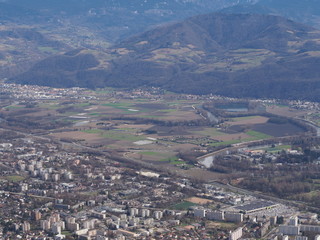View on the Alps and the villages surrounding the city of Grenoble, France
