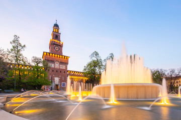 Fototapeta premium Castello Sforzesco landmark in Milan, Italy