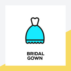 BRIDAL GOWN LINE ICON SET