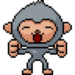 Obraz premium vector pixel art happy monkey