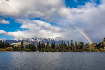 Panoramic view, The remarkables, Lake Wakatipu and Queenstown, South Island, New Zealand