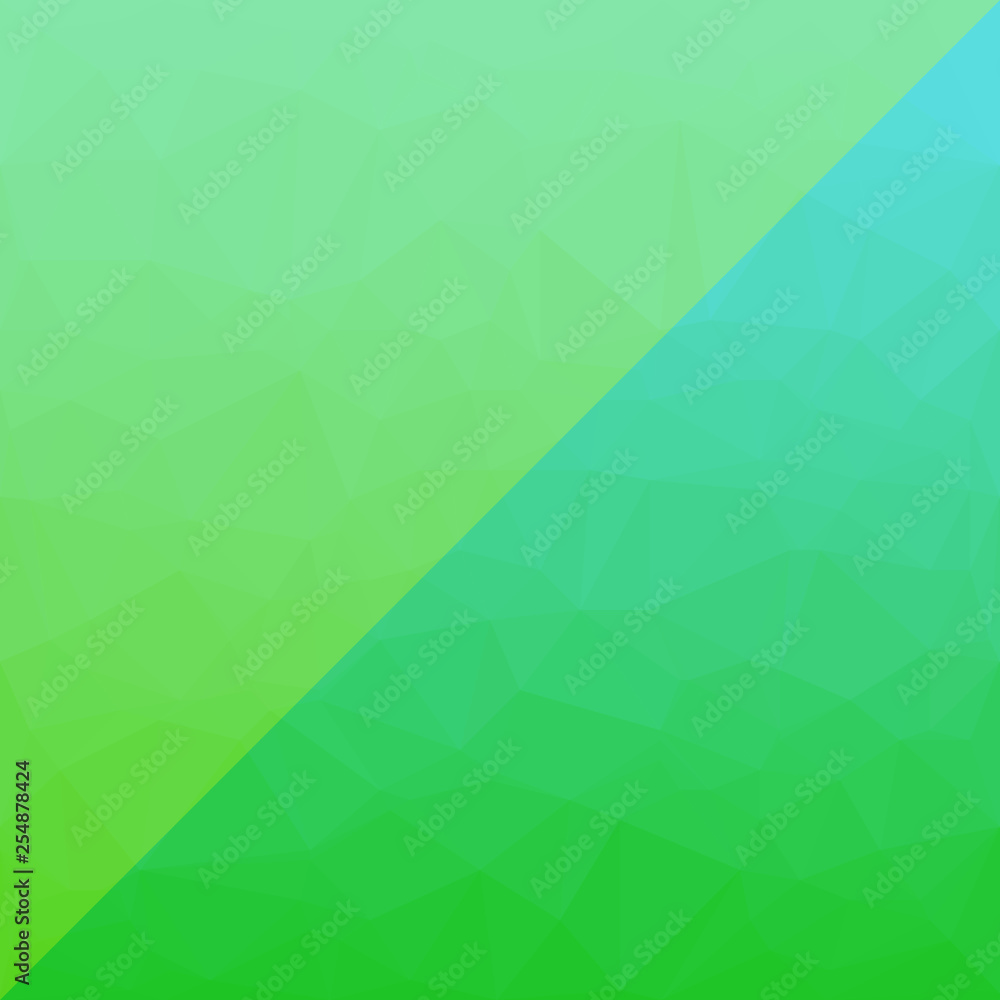 Poster abstract green and blue gradient polygon background. low poly creative template or pattern.