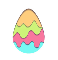 Illustration of egg carving of paper with paint drops and shadow. Vector easter element for card for greetings, invitations, banners, stickers and for your design