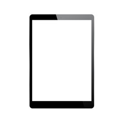 Tablet pc computer with blank screen. Black gadget with white screen