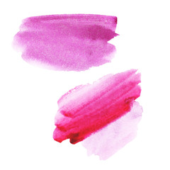 Abstract set spot  from pink and purple watercolor background. hand drawn. on a white background