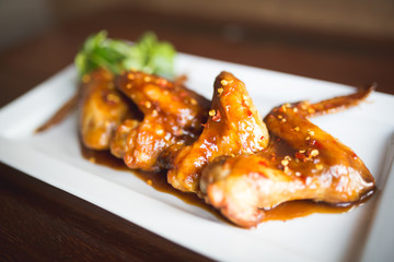 Close up of spicy chicken wings