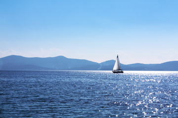 White sailboat in Adriatic Sea.