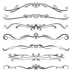 Hand drawn vector vintage swirl borders frames set