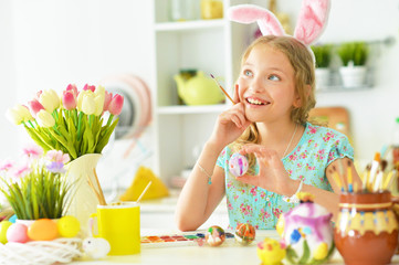 Portrait of girl is preparing for Easter