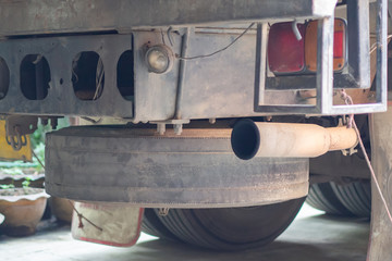 Close-up Of exhaust pipe truck.
