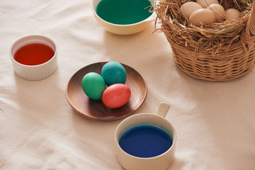 Eggs preparing paint for easter day.