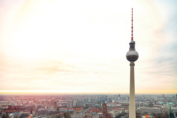 Fototapeta premium Top view of Television tower Fernsehturm in Berlin