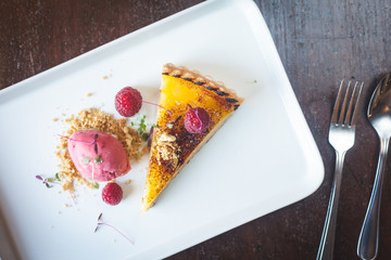 Summer tart and raspberries