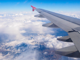 Fototapeta premium Scenic view of the Taurus Mountains from the airplane porthole, Turkey
