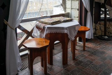 Interior of Tatar cafe in Crimea, Bakhchisarai.