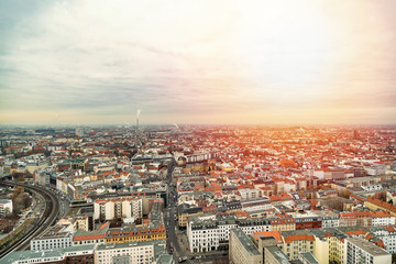 Fototapeta na wymiar Panoramic cityscape of Berlin from the top