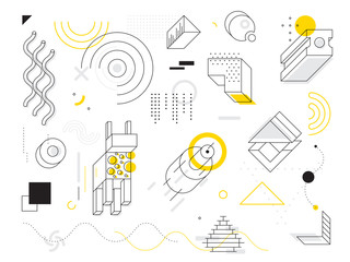 Abstract geometric background. Simple lines and geometric elements on white background.