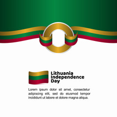 Lithuania Independence Day Flag Vector Template Design Illustration