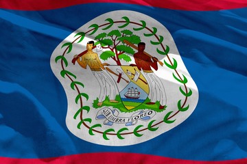 Waving Belize flag for using as texture or background, the flag is fluttering on the wind