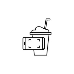 Order, drink, smartphone icon. Element of social addict icon. Thin line icon for website design and development, app development. Premium icon